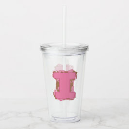 Koffie Letter I: Monogram Initiaal  Acryl Drinkbeker