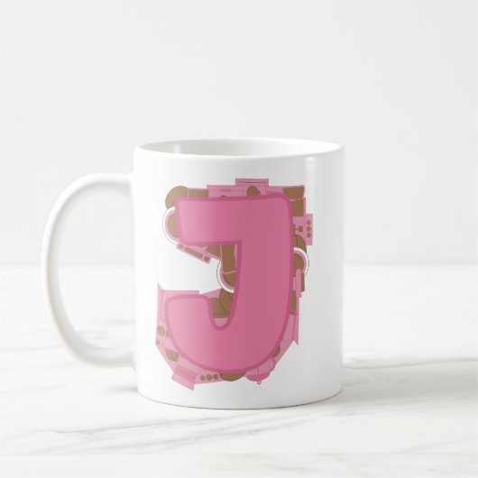 Koffie Letter J: Initiaal Monogram Koffiemok (Links)