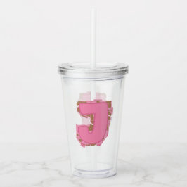 Koffie Letter J: Monogram Initiaal  Acryl Drinkbeker