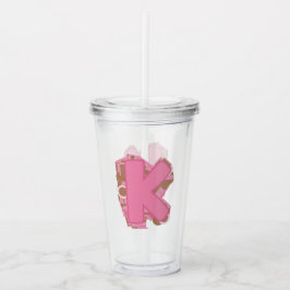 Koffie Letter K: Monogram Initiaal  Acryl Drinkbeker