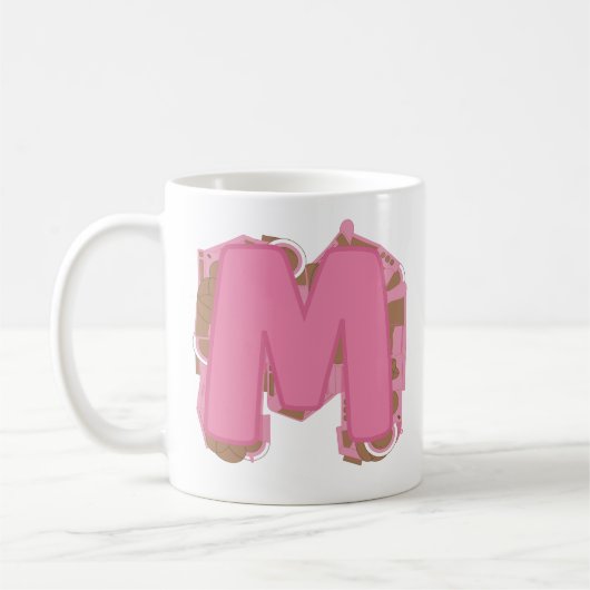 Koffie Letter M: Initiaal Monogram Koffiemok (Links)