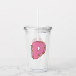 Koffie Letter M: Monogram Initiaal  Acryl Drinkbeker