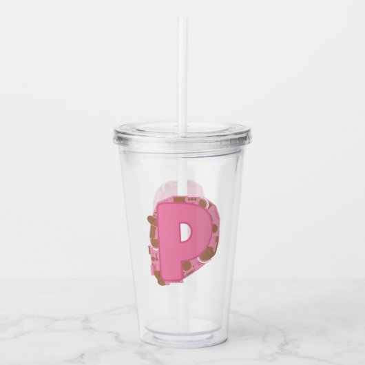 Koffie Letter M: Monogram Initiaal Acryl Drinkbeker (Voorkant)