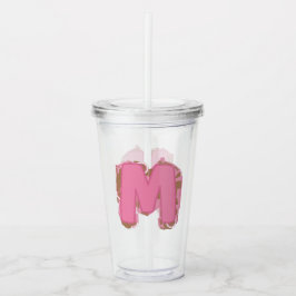 Koffie Letter M: Monogram Initiaal  Acryl Drinkbeker