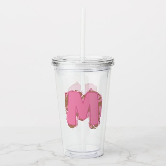 Koffie Letter M: Monogram Initiaal Acryl Drinkbeker (Voorkant)