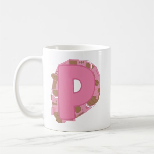 Koffie Letter P: Initiaal Monogram Koffiemok (Links)