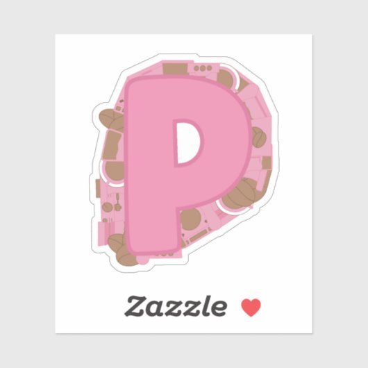 Koffie Letter P: Initiaal Monogram Sticker (Vel)