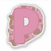 Koffie Letter P: Initiaal Monogram Sticker (Voorkant)