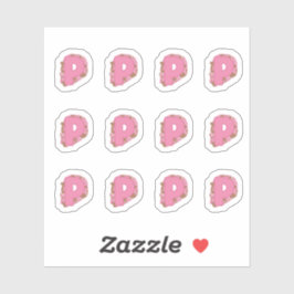 Koffie Letter P: Monogram Initiaal Stickerblad Sticker
