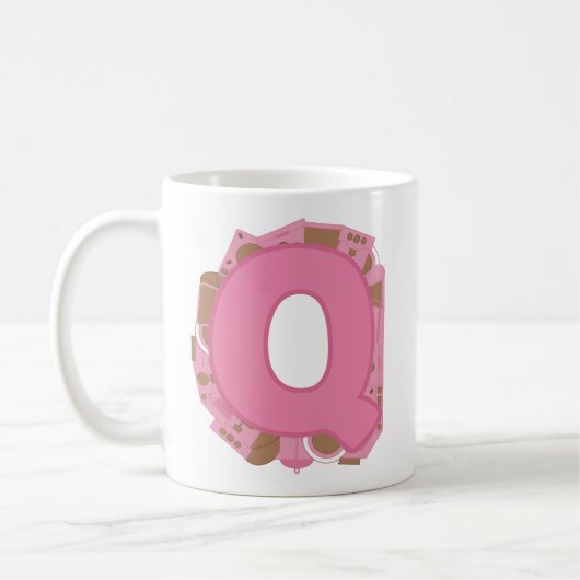 Koffie Letter Q: Monogram Initiaal Koffiemok (Links)