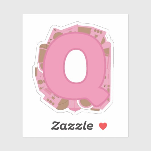 Koffie Letter Q: Monogram Initiaal Sticker (Vel)