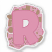 Koffie Letter R: Monogram Initiaal Sticker (Voorkant)