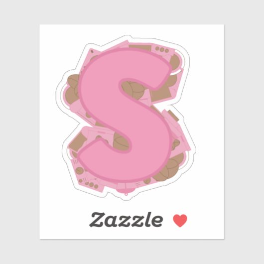 Koffie Letter S: Monogram Initiaal Sticker (Vel)