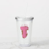 Koffie Letter T: Monogram Initiaal Acryl Drinkbeker (Achterkant)