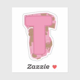 Koffie Letter T: Monogram Initiaal Sticker