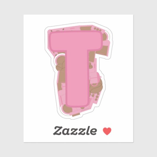 Koffie Letter T: Monogram Initiaal Sticker (Vel)