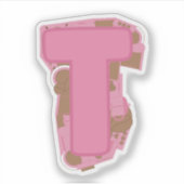 Koffie Letter T: Monogram Initiaal Sticker (Voorkant)