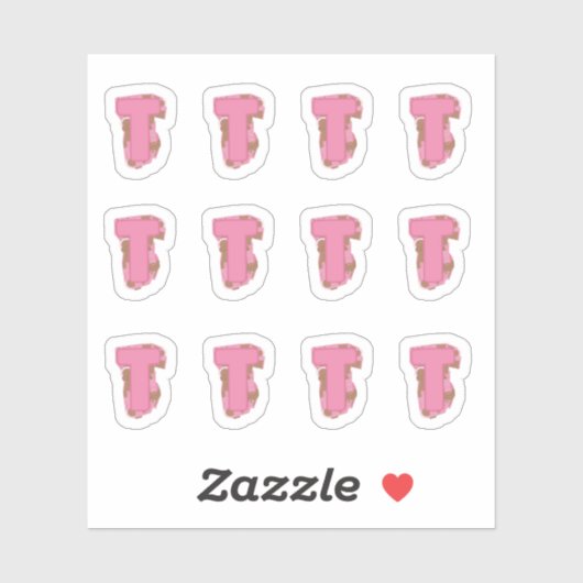 Koffie Letter T: Monogram Initiaal Stickerblad Sticker (Vel)