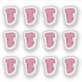Koffie Letter T: Monogram Initiaal Stickerblad Sticker (Voorkant)