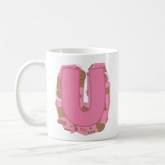 Koffie Letter U: Monogram Initiaal Koffiemok (Links)