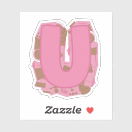 Koffie Letter U: Monogram Initiaal Sticker
