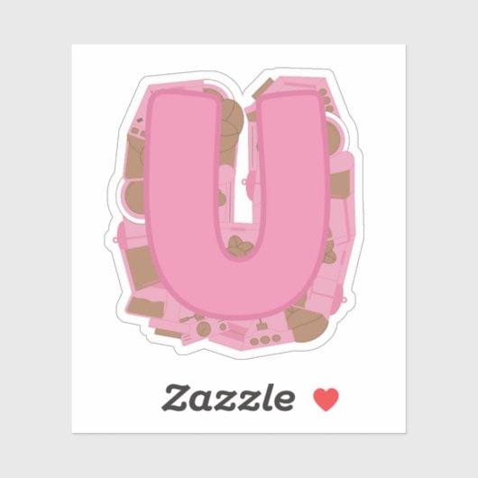 Koffie Letter U: Monogram Initiaal Sticker (Vel)