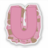 Koffie Letter U: Monogram Initiaal Sticker (Voorkant)