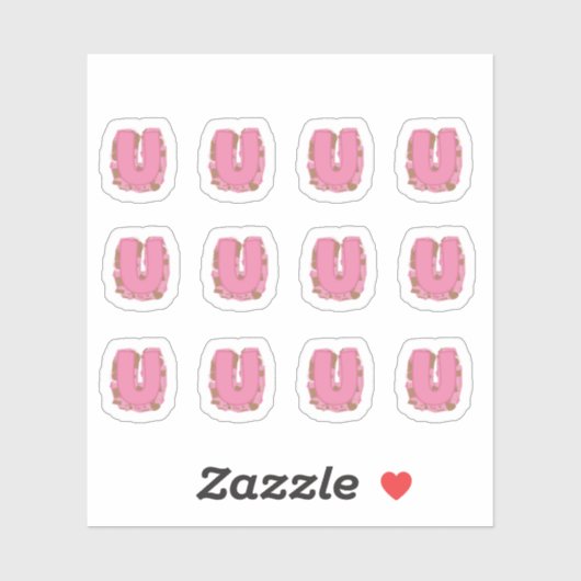 Koffie Letter U: Monogram Initiaal Stickerblad Sticker (Vel)