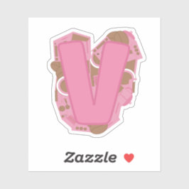 Koffie Letter V: Initiaal Monogram Sticker
