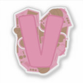 Koffie Letter V: Initiaal Monogram Sticker (Voorkant)
