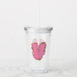 Koffie Letter V: Monogram Initiaal  Acryl Drinkbeker