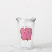 Koffie Letter W: Monogram Initiaal Acryl Drinkbeker (Achterkant)