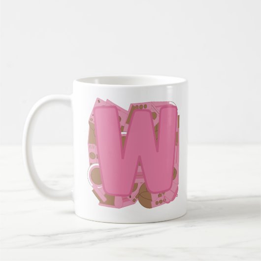 Koffie Letter W: Monogram Initiaal Koffiemok (Links)