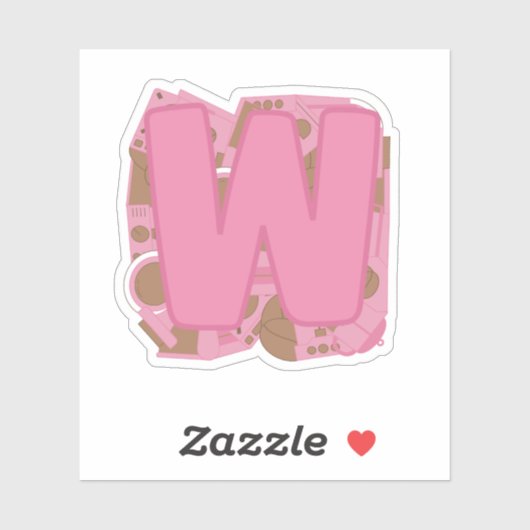 Koffie Letter W: Monogram Initiaal Sticker (Vel)