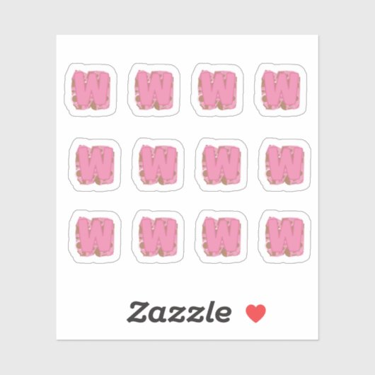 Koffie Letter W: Monogram Initiaal Stickerblad Sticker (Vel)