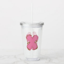Koffie Letter X: Monogram Initiaal  Acryl Drinkbeker