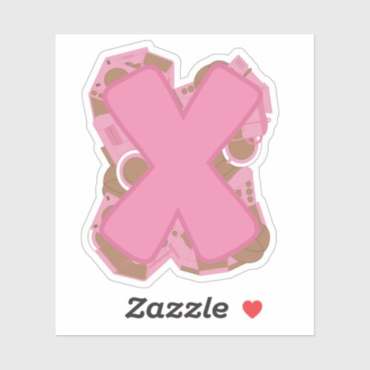 Koffie Letter X: Monogram Initiaal  Sticker (Vel)
