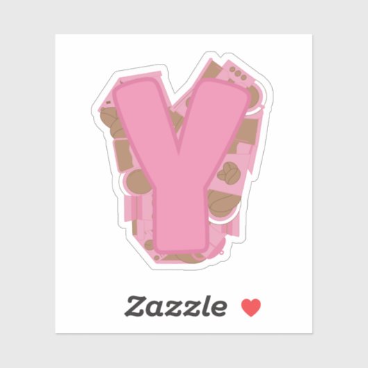 Koffie Letter Y: Monogram Initiaal Sticker (Vel)
