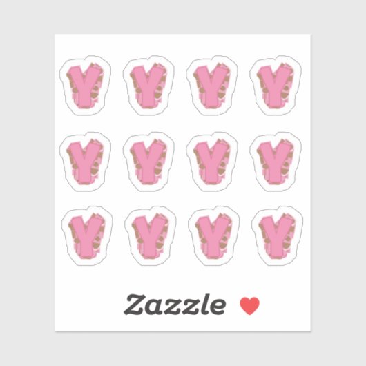 Koffie Letter Y: Monogram Initiaal Stickerblad Sticker (Vel)