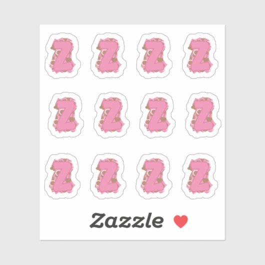 Koffie Letter Z: Monogram Initiaal Vel Sticker (Vel)