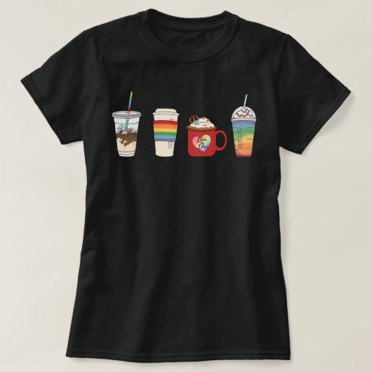Koffie LGBT pride maand LGBTQ latte homo lesbische T-shirt (Design voorkant)