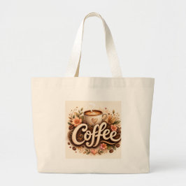 Koffie Liefde Bloemig Grote Tote Bag