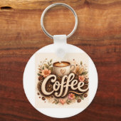 Koffie Liefde Bloemig Sleutelhanger (Voorkant)