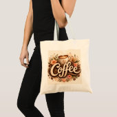 Koffie Liefde Bloemig Tote Bag (Voorkant (product))