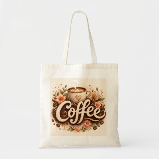 Koffie Liefde Bloemig Tote Bag (Voorkant)