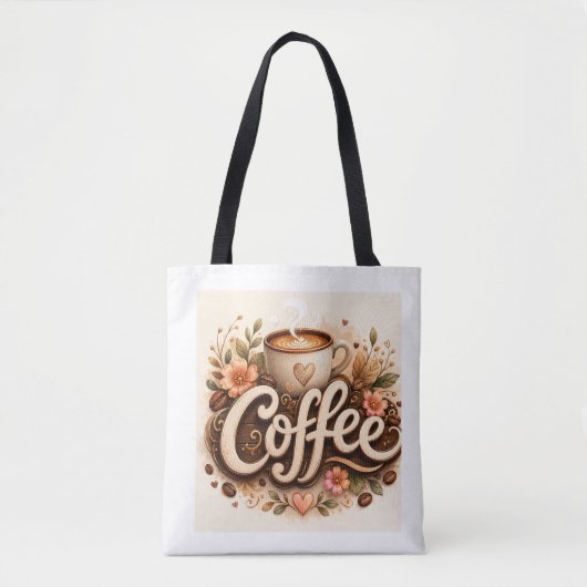 Koffie Liefde Bloemig Tote Bag (Voorkant)
