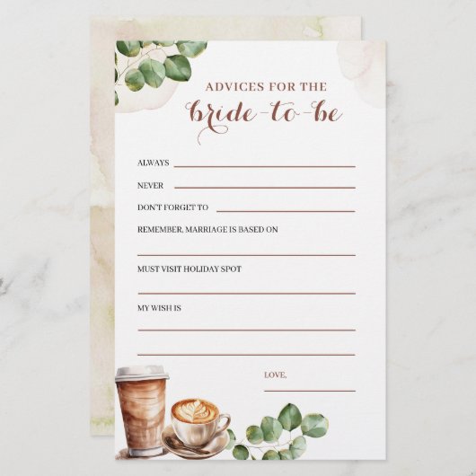 Koffie Liefde is Brouwen Advies Bruid Om Game Te Z (Voorkant / Achterkant)