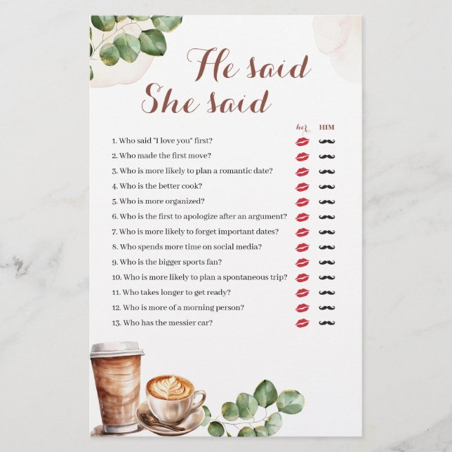 Koffie liefde is brouwen zei ze spel (Voorkant)