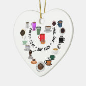 Koffie liefde koffie hart keramisch ornament (Links)
