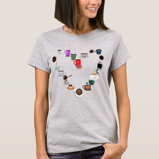 Koffie liefde koffie hart t-shirt (Voorkant)